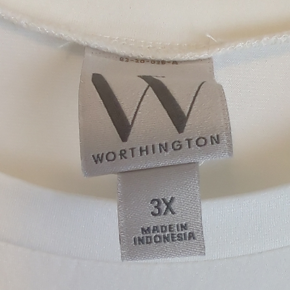 Worthington White Ruffle Sleeve Top 3X Elegant Blouse Career Minimalist - Picture 3 of 6